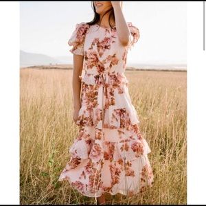 Beautiful Floral Rachel Parcel Maxi Dress with Puff Sleeves